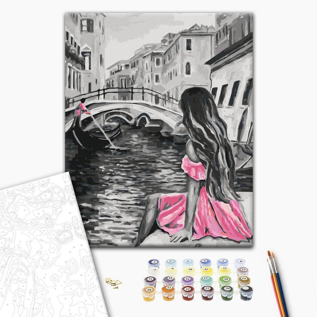 Venice Canal Bridge Grey Paint by Numbers