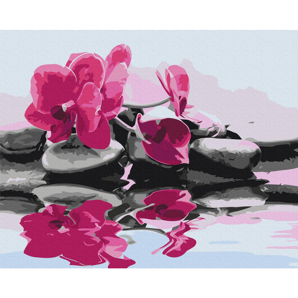 Orchid and Zen Stones Nature Paint by Numbers