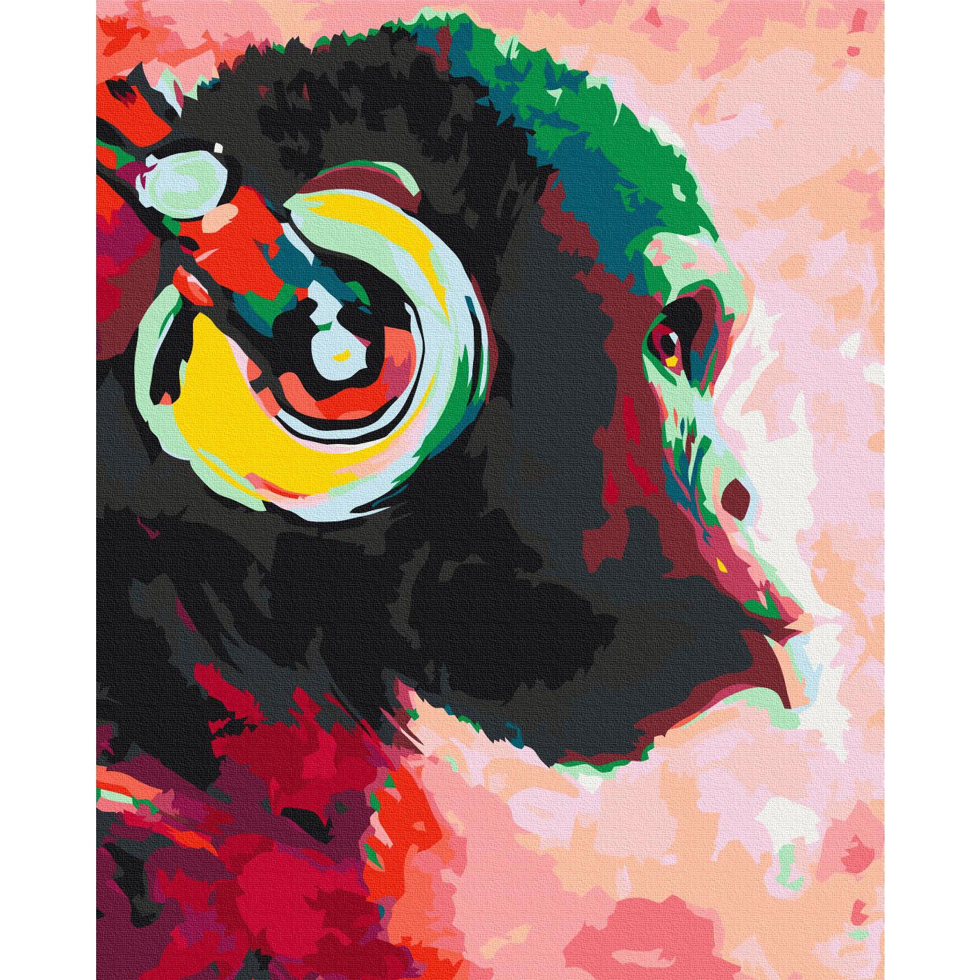 Monkey in Headphones Street Art Paint by Numbers