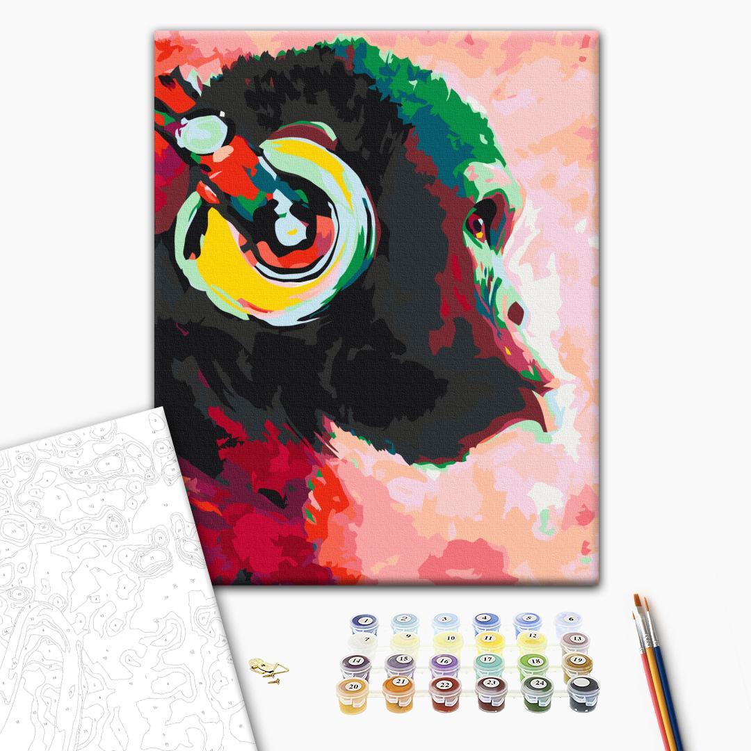 Monkey in Headphones Street Art Paint by Numbers