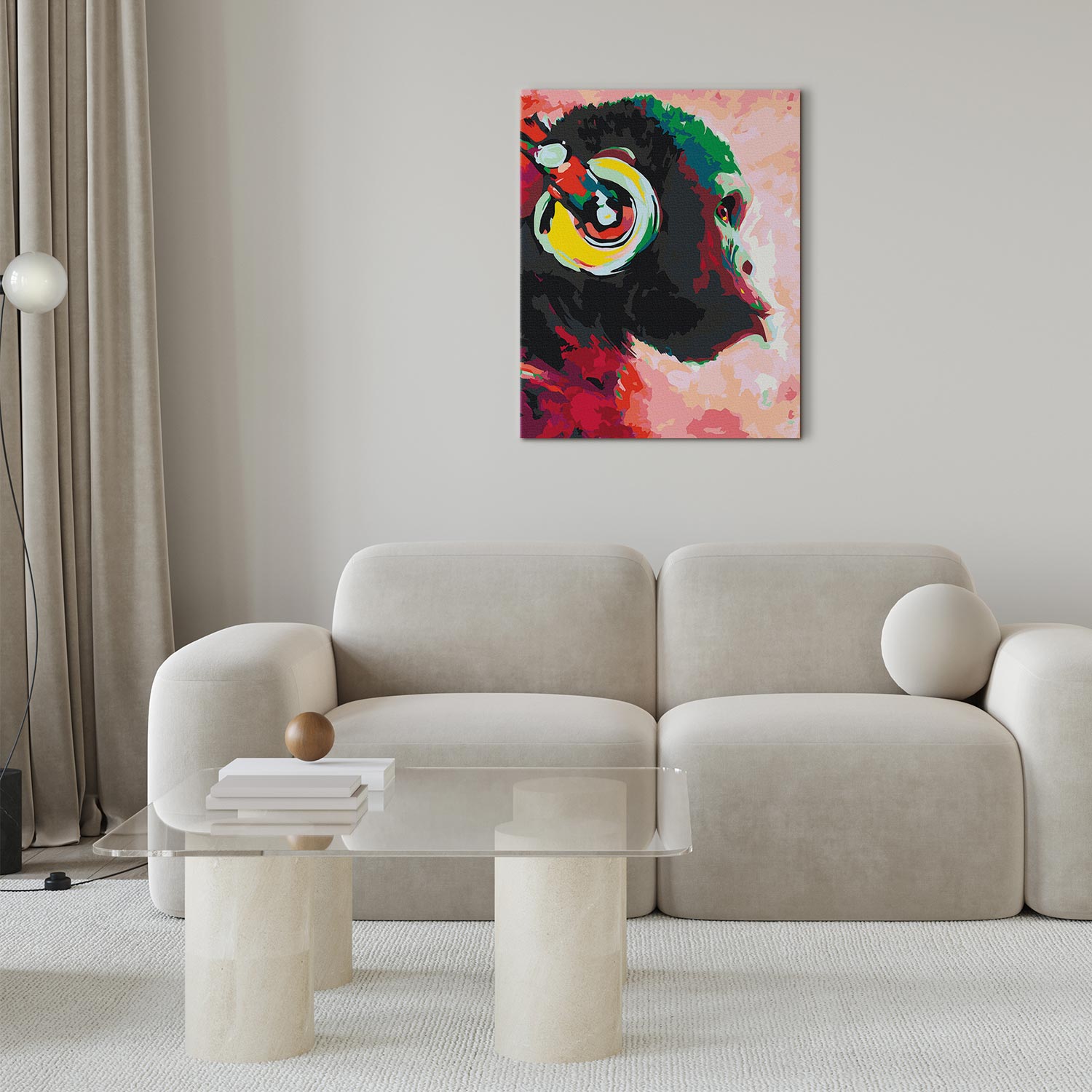 Monkey in Headphones Street Art Paint by Numbers