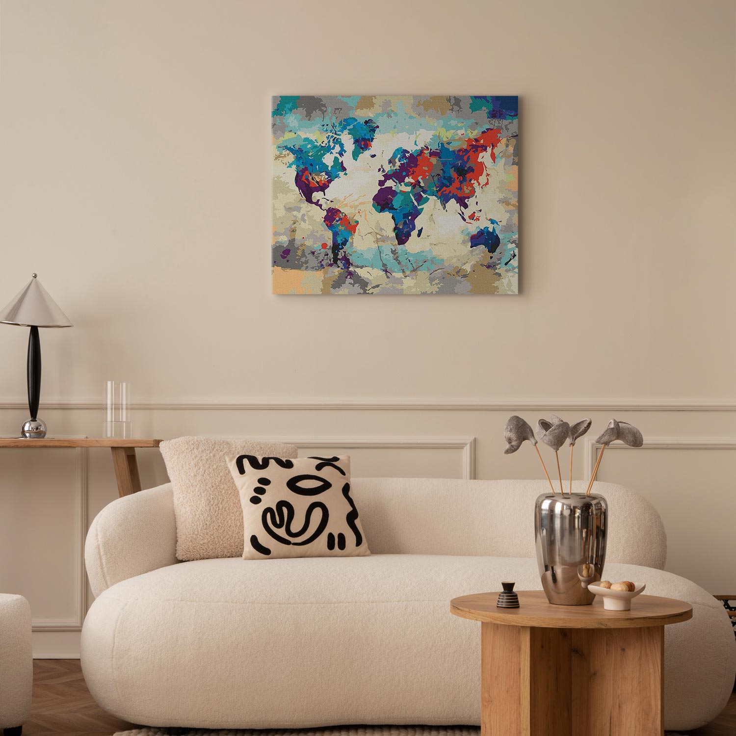 Blue & Red World Map Paint by Numbers Kit