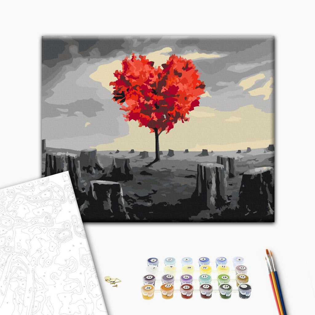 Heart-Shaped Tree Romantic Paint by Numbers