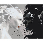 Black and White Female Faces Paint by Numbers Kit