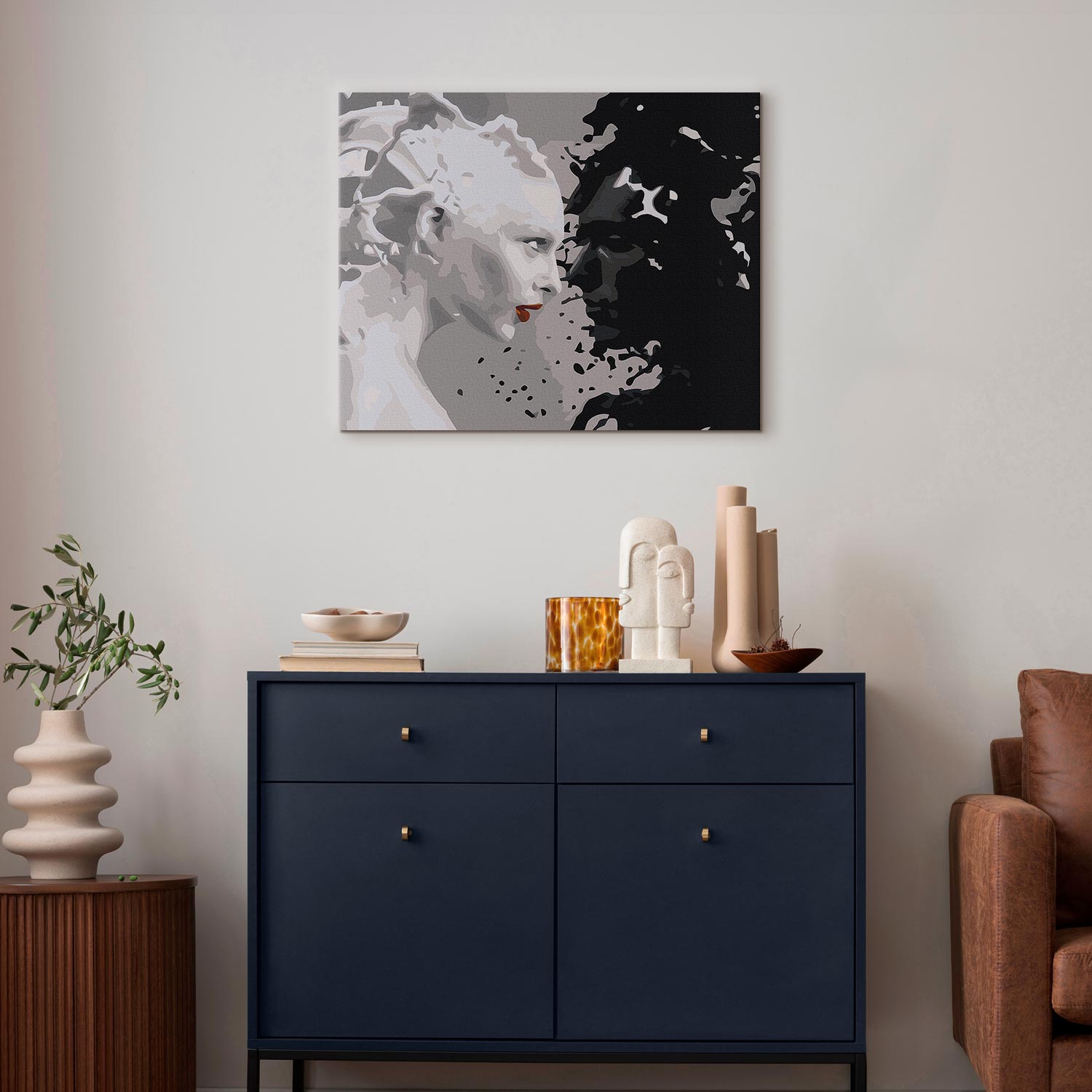 Black and White Female Faces Paint by Numbers Kit