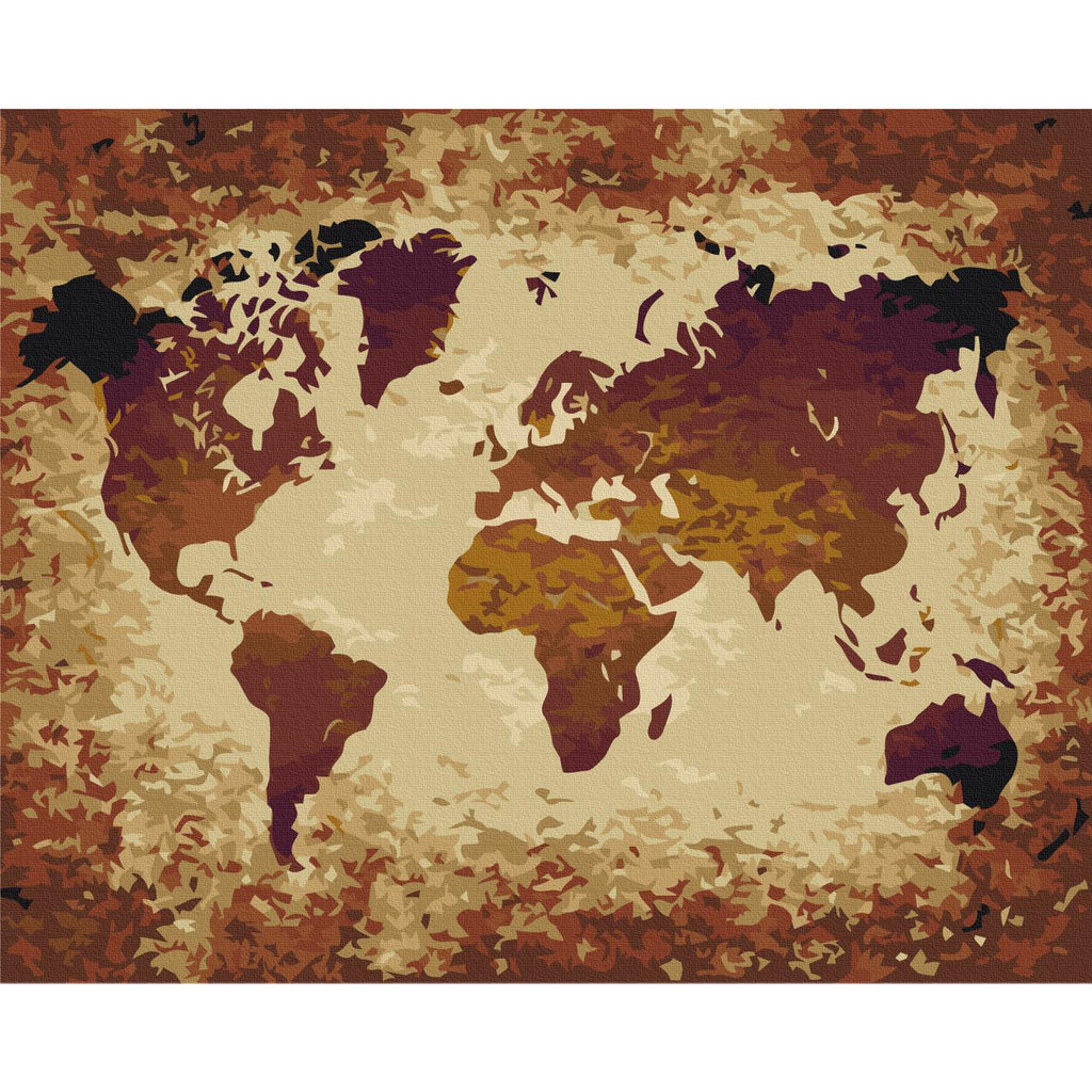 Brown World Map Paint by Numbers Kit