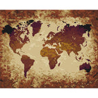 Brown World Map Paint by Numbers Kit