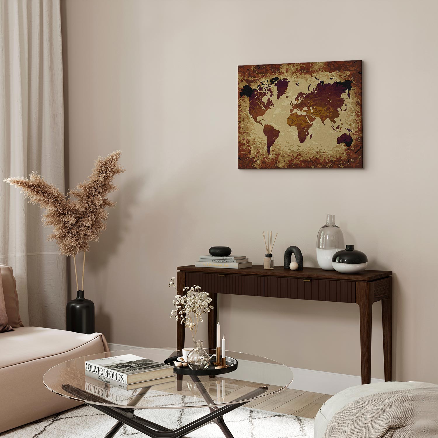 Brown World Map Paint by Numbers Kit