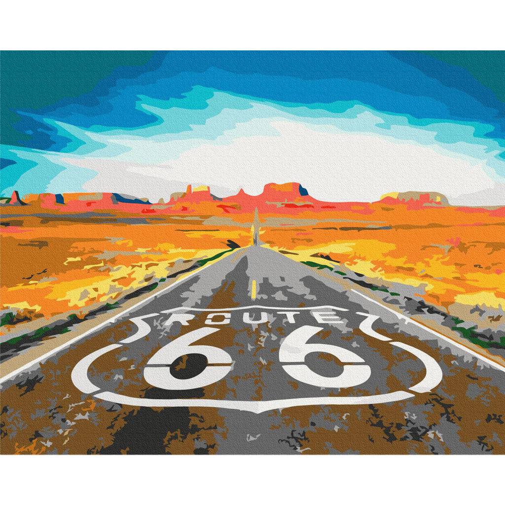 Route 66 Desert Panorama Landscape Paint by Numbers