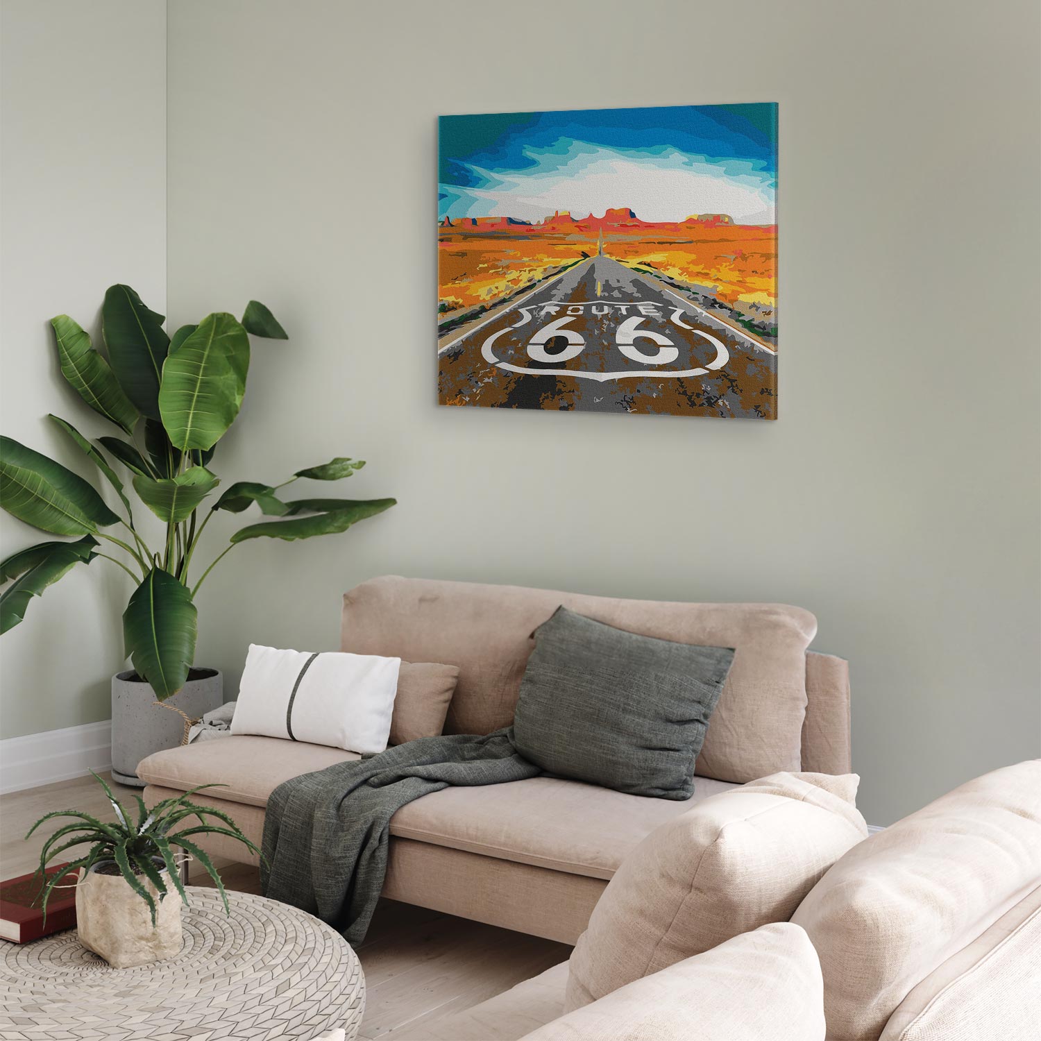 Route 66 Desert Panorama Landscape Paint by Numbers