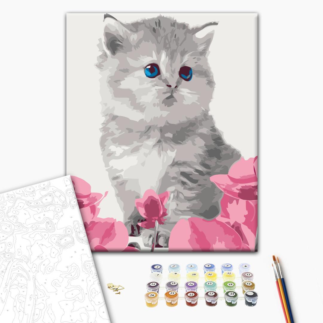 Grey Kitty Cat Paint by Numbers Kit