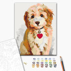 Grey Puppy Hearts Paint by Numbers Kit