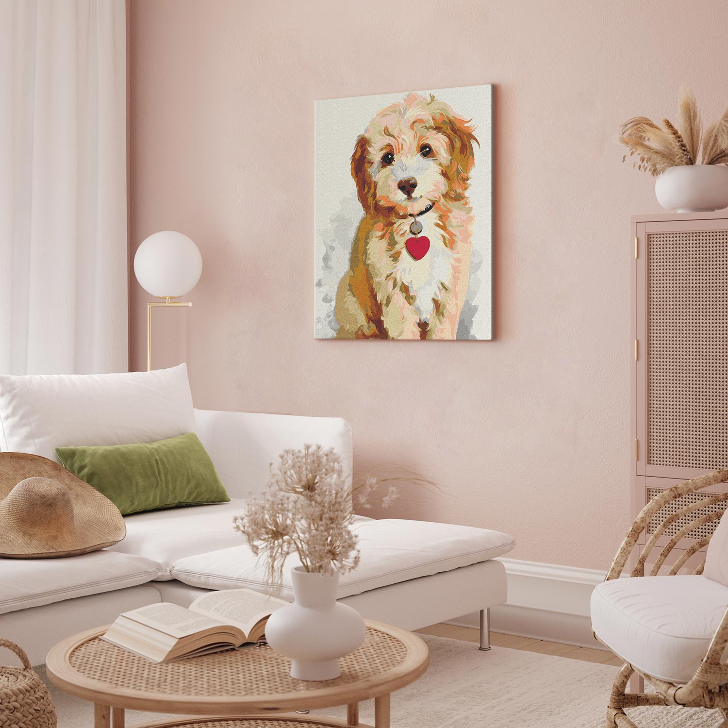 Grey Puppy Hearts Paint by Numbers Kit