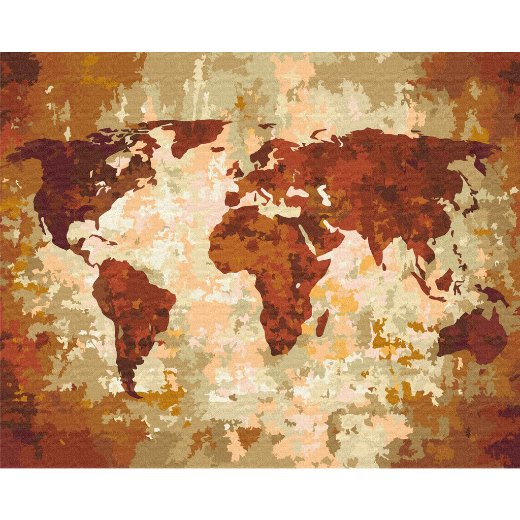 Earth Tone World Map Paint by Numbers Kit
