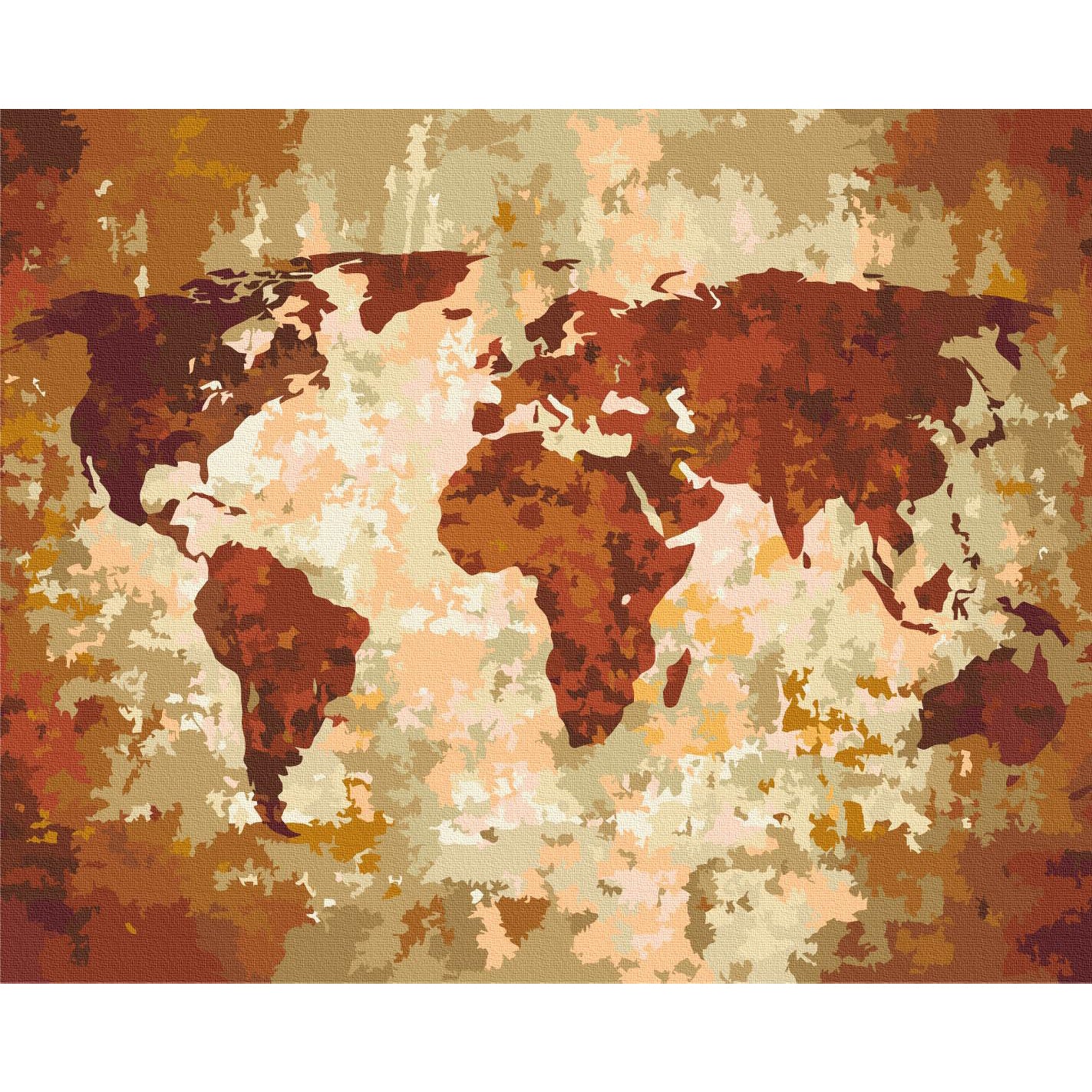 Earth Tone World Map Paint by Numbers Kit