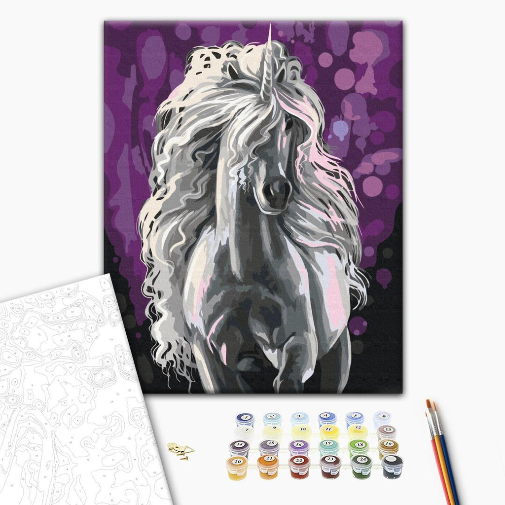White Unicorn Fantasy Paint by Numbers Kit