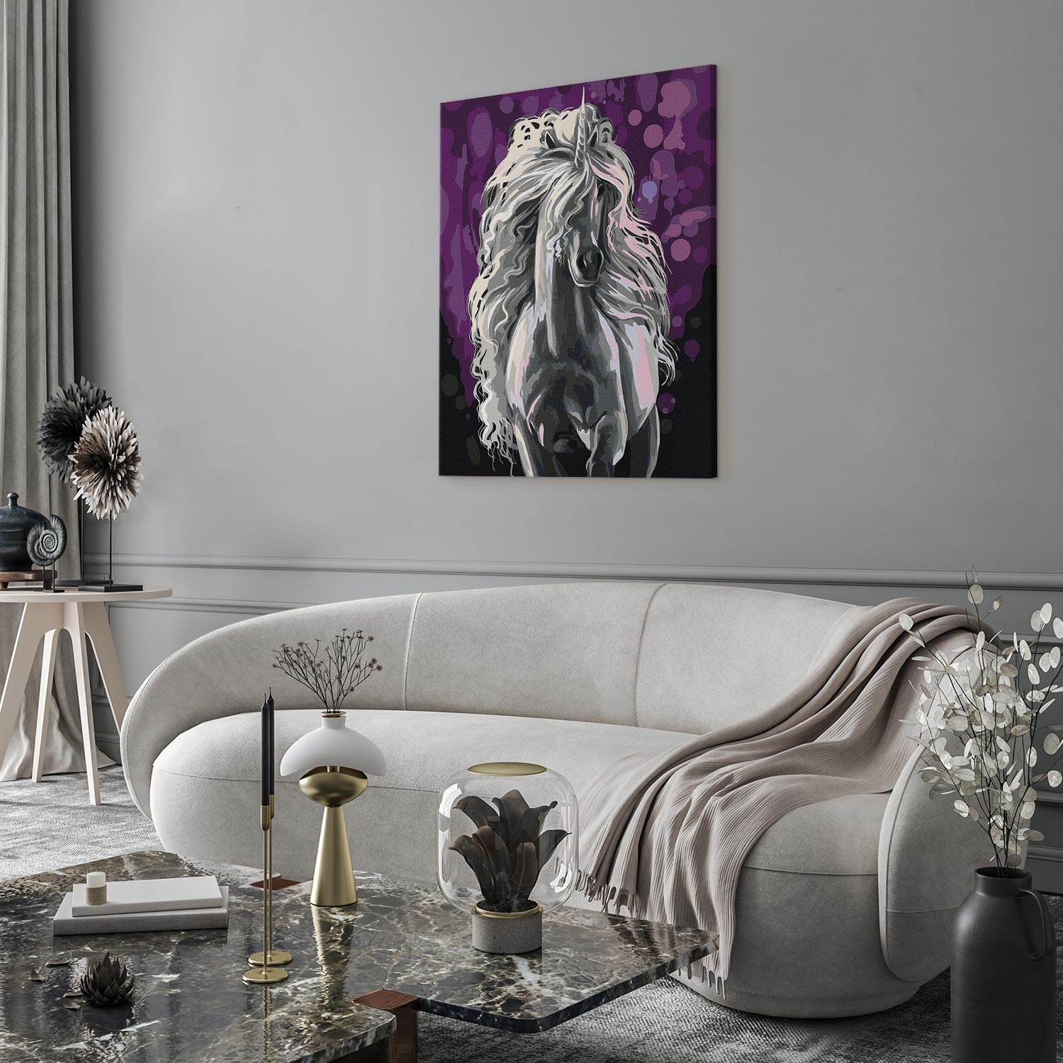 White Unicorn Fantasy Paint by Numbers Kit