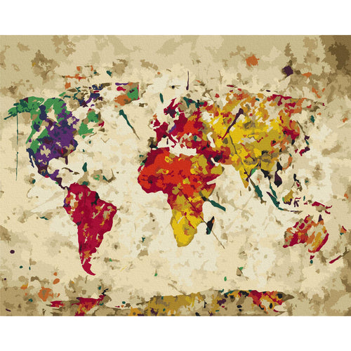Colour Splash World Map Paint by Numbers Kit