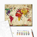 Colour Splash World Map Paint by Numbers Kit