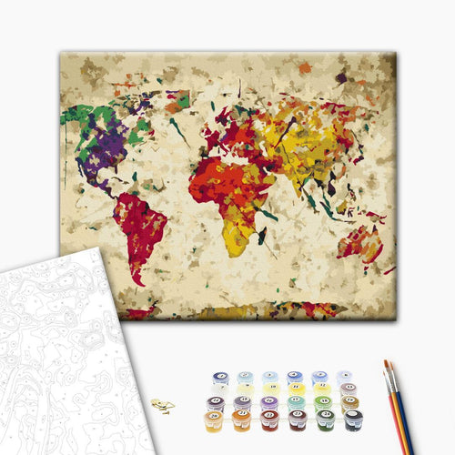 Colour Splash World Map Paint by Numbers Kit
