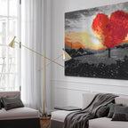 Heart-Shaped Tree Sunrise Landscape Paint by Numbers