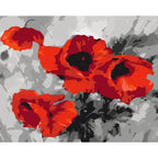 Red Poppy Bouquet Floral Paint by Numbers Kit