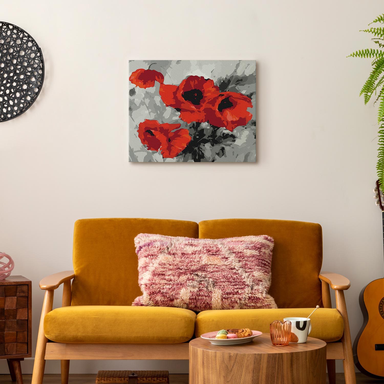 Red Poppy Bouquet Floral Paint by Numbers Kit