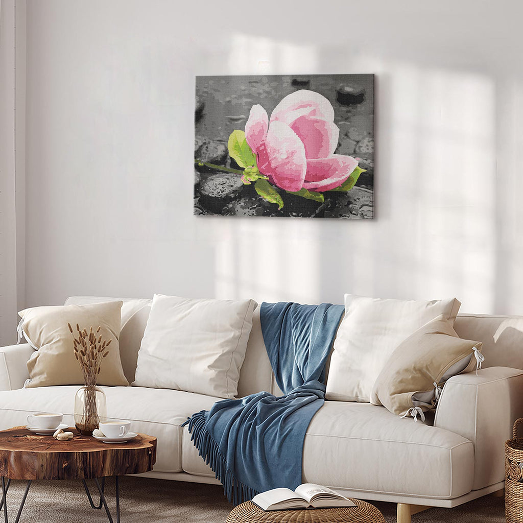 Pink Flower and Stones Nature Paint by Numbers