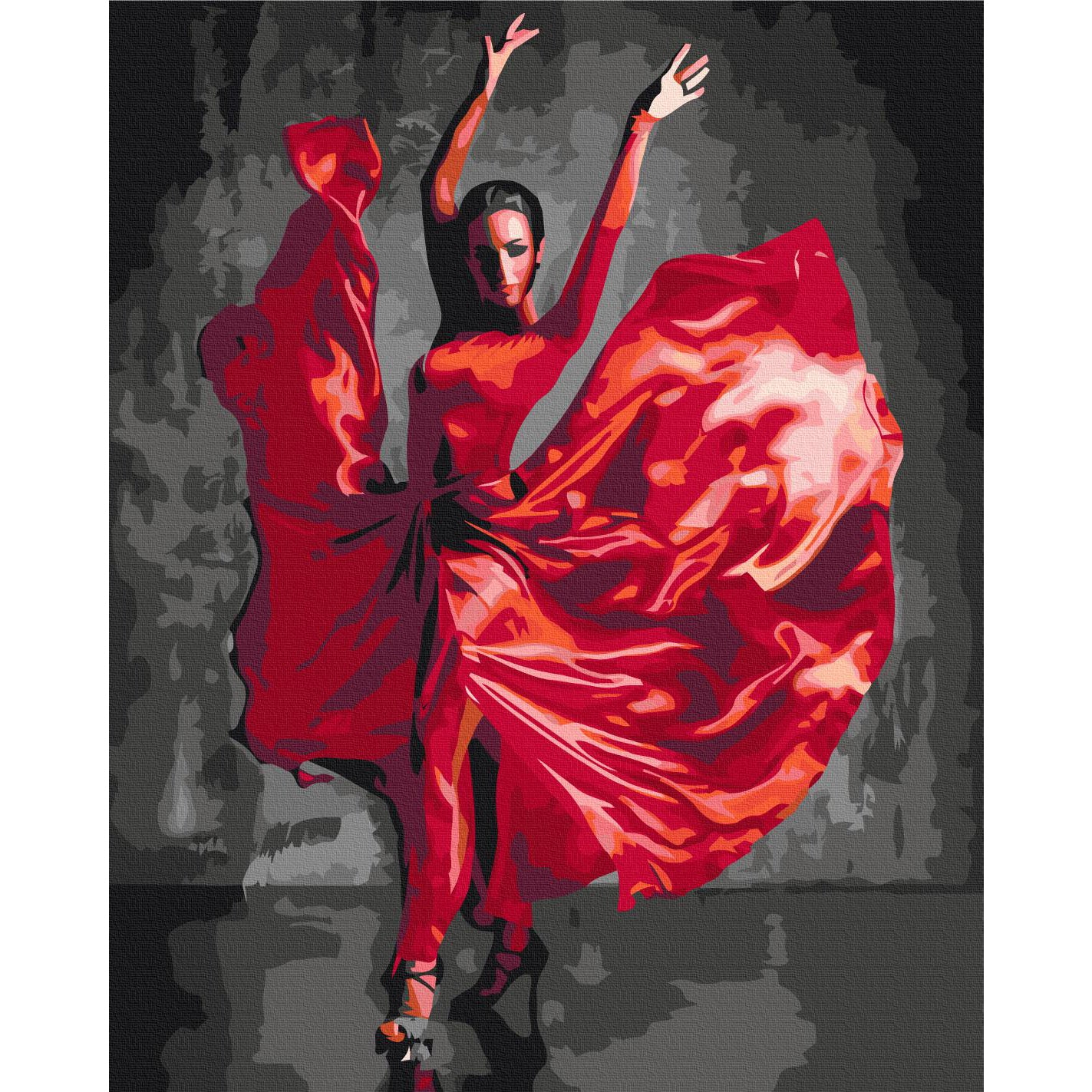 Red Dress Dancer Fashion Paint by Numbers Kit