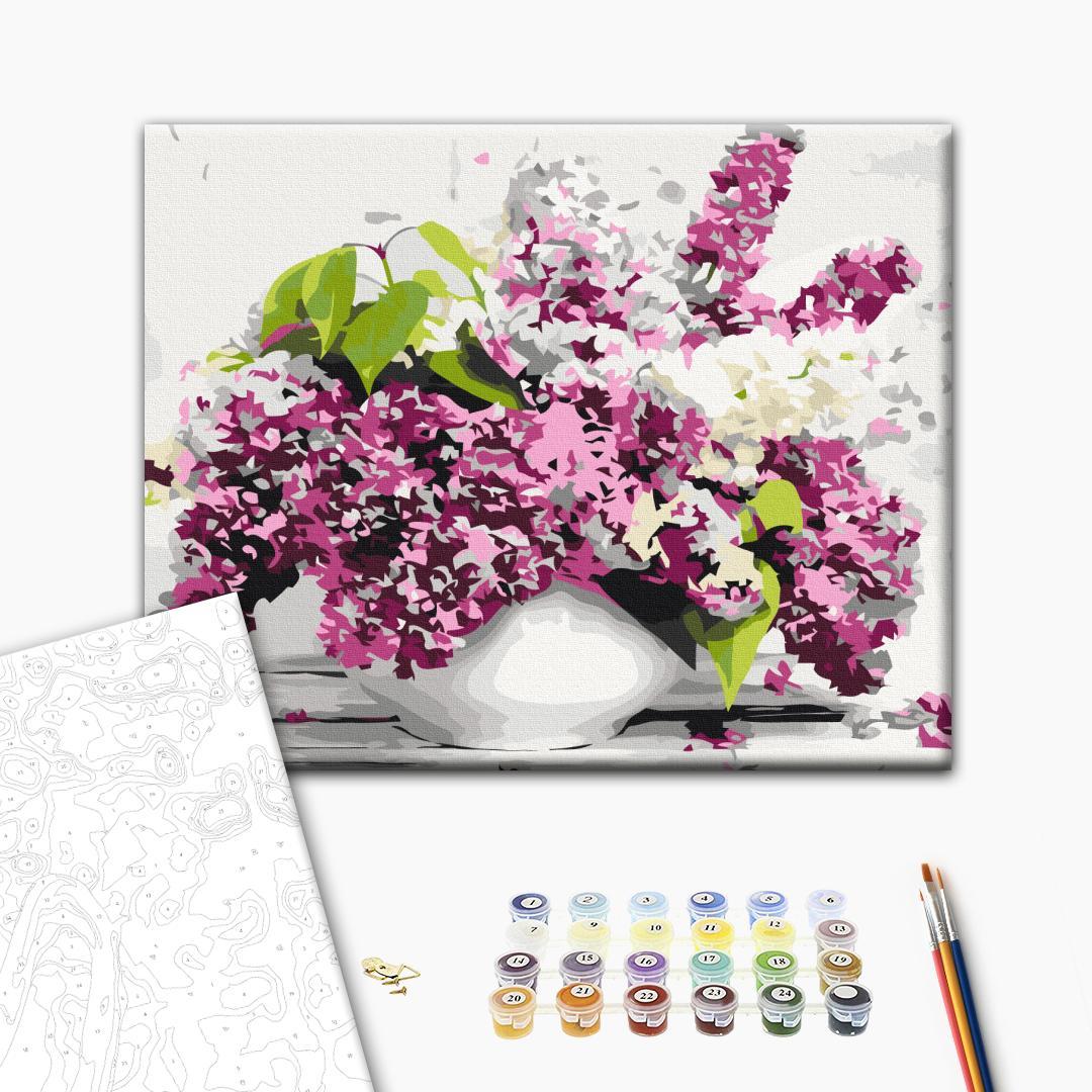 Vase and Flowers Grey Paint by Numbers