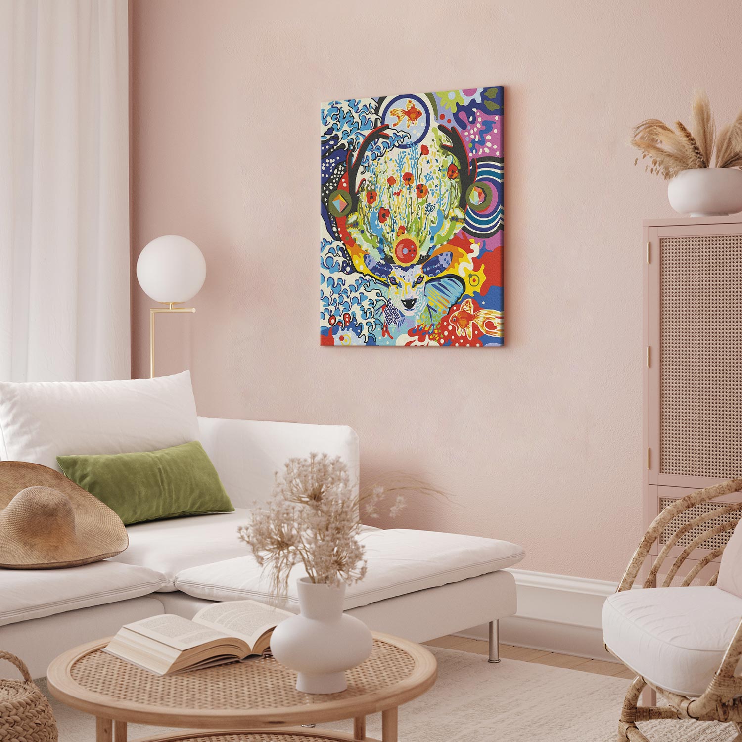 Deer and Flowers Colorful Paint by Numbers