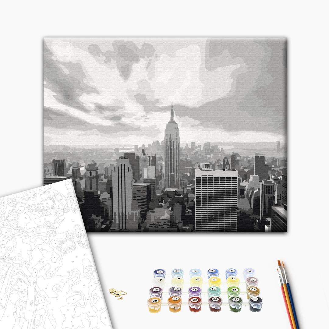 Grey New York City Skyline Paint by Numbers