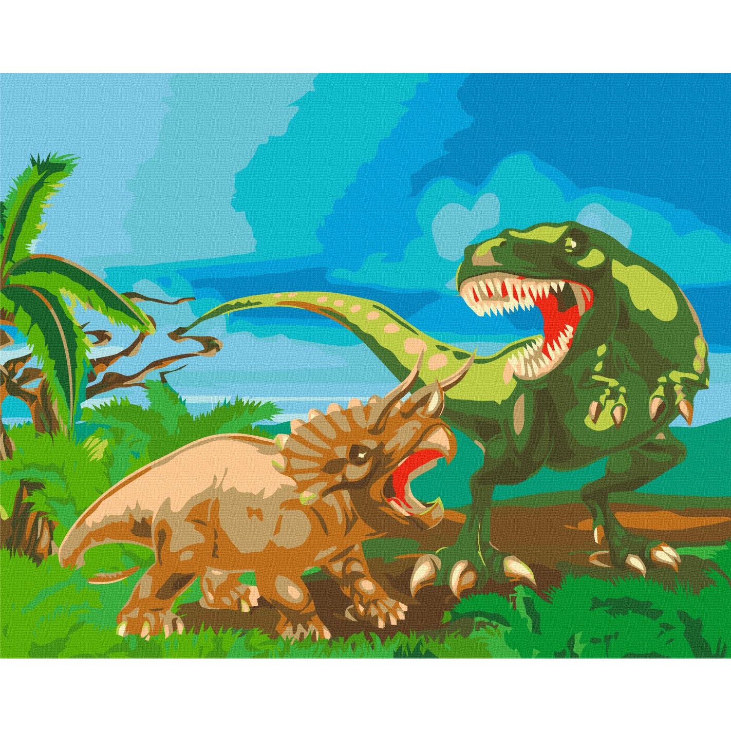 Dinosaur Forest Battle Paint by Numbers
