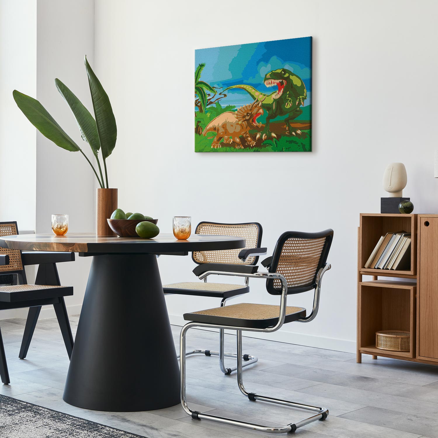 Dinosaur Forest Battle Paint by Numbers