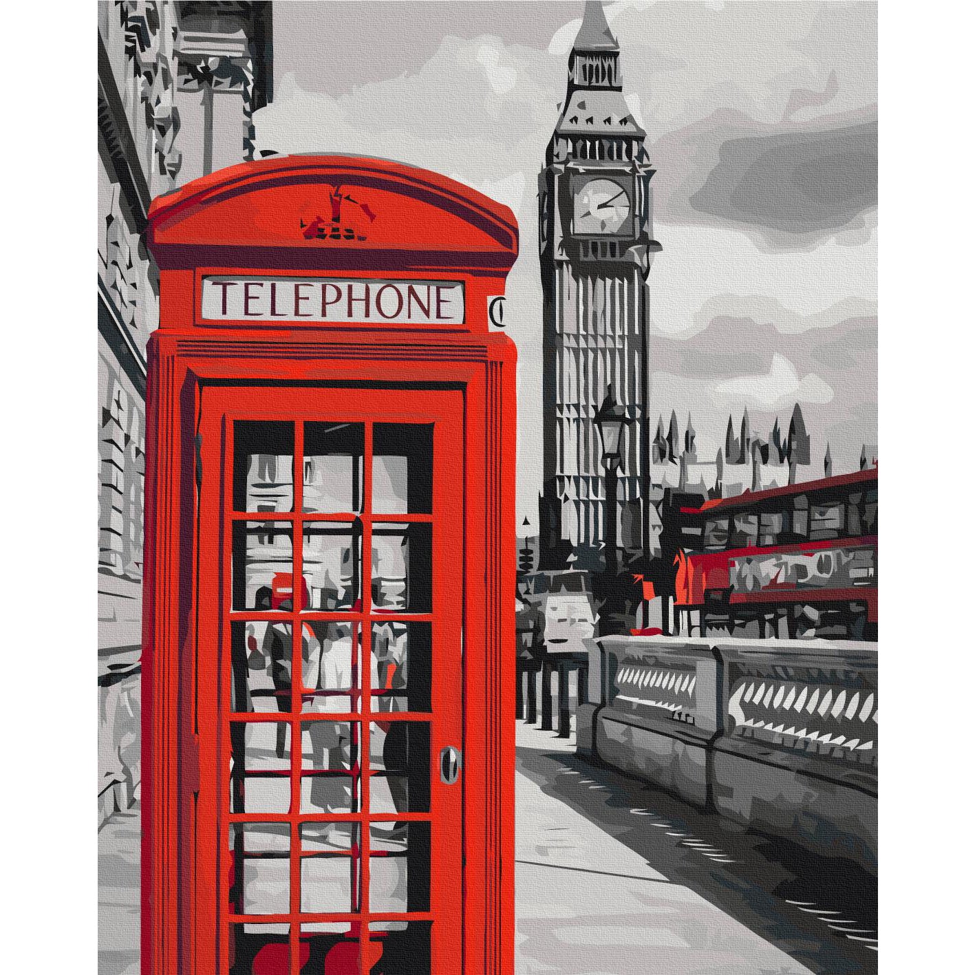 London Telephone Booth City Paint by Numbers