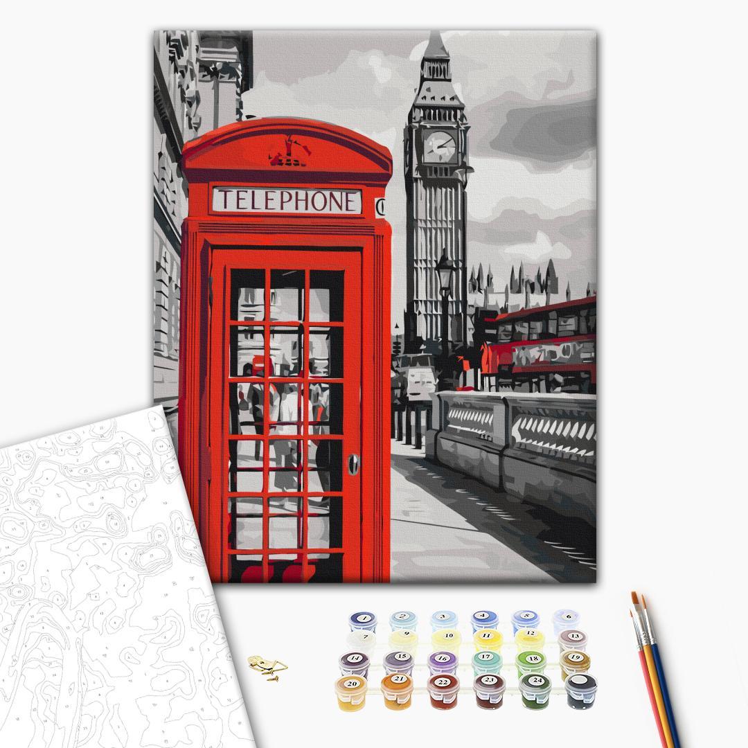 London Telephone Booth City Paint by Numbers
