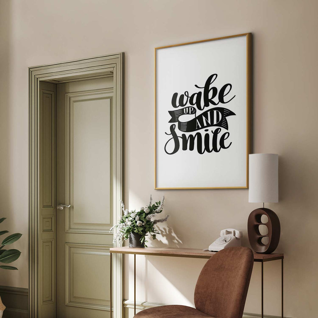 Wake Up and Smile Text Poster
