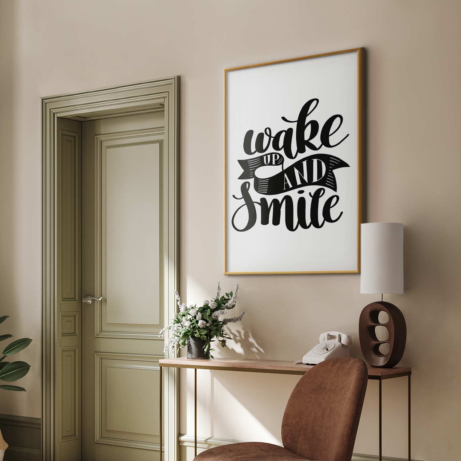 Wake Up and Smile Text Poster