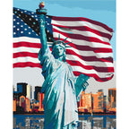 American Flag City Architecture Paint by Numbers Kit