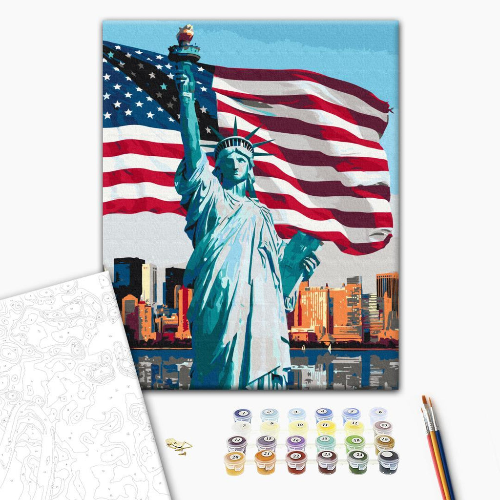 American Flag City Architecture Paint by Numbers Kit