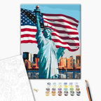 American Flag City Architecture Paint by Numbers Kit