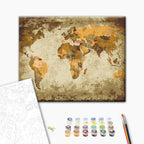 Brown World Map Paint by Numbers