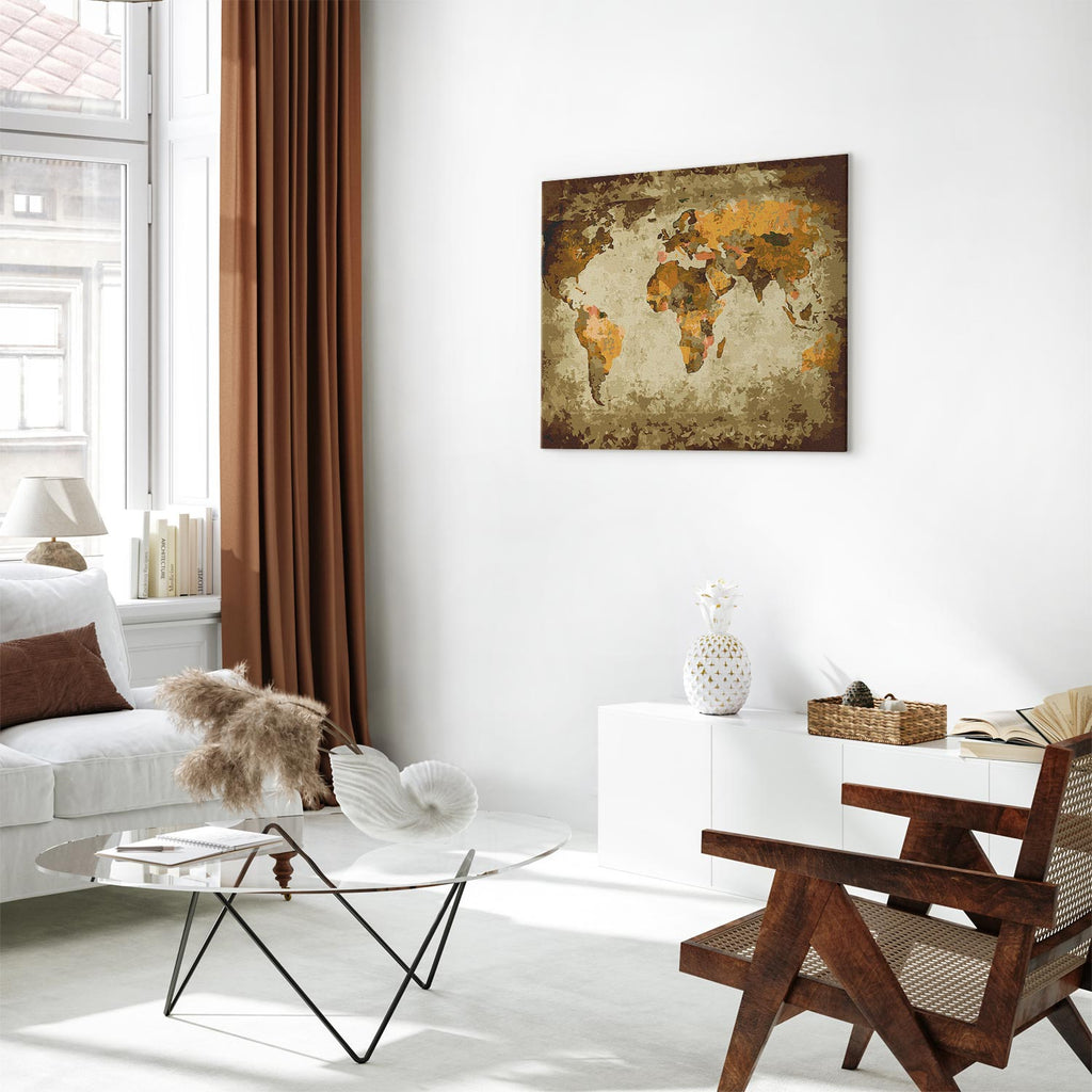 Brown World Map Paint by Numbers