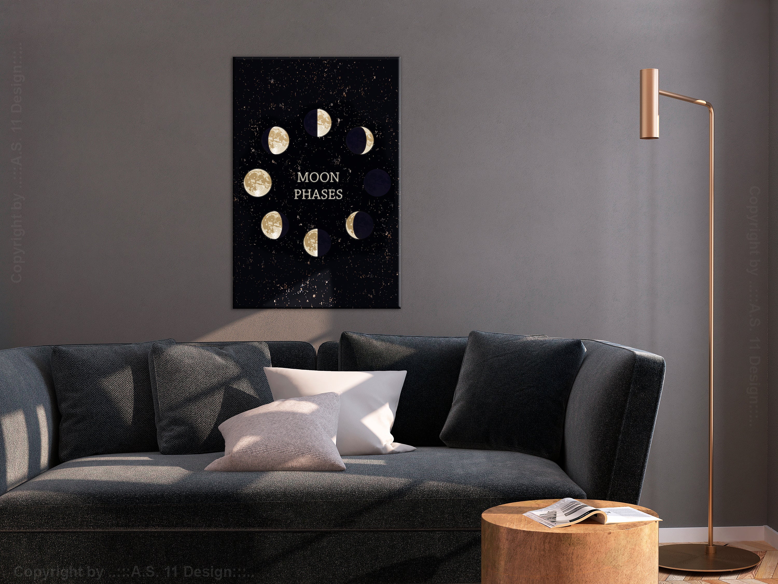 Canvas Print Lunar Cycle Vertical - Text Artwork