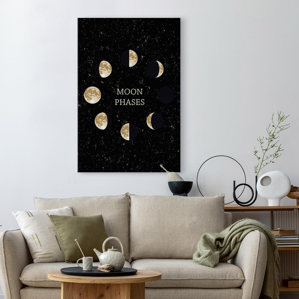 Lunar Cycle Typography Space Canvas Print