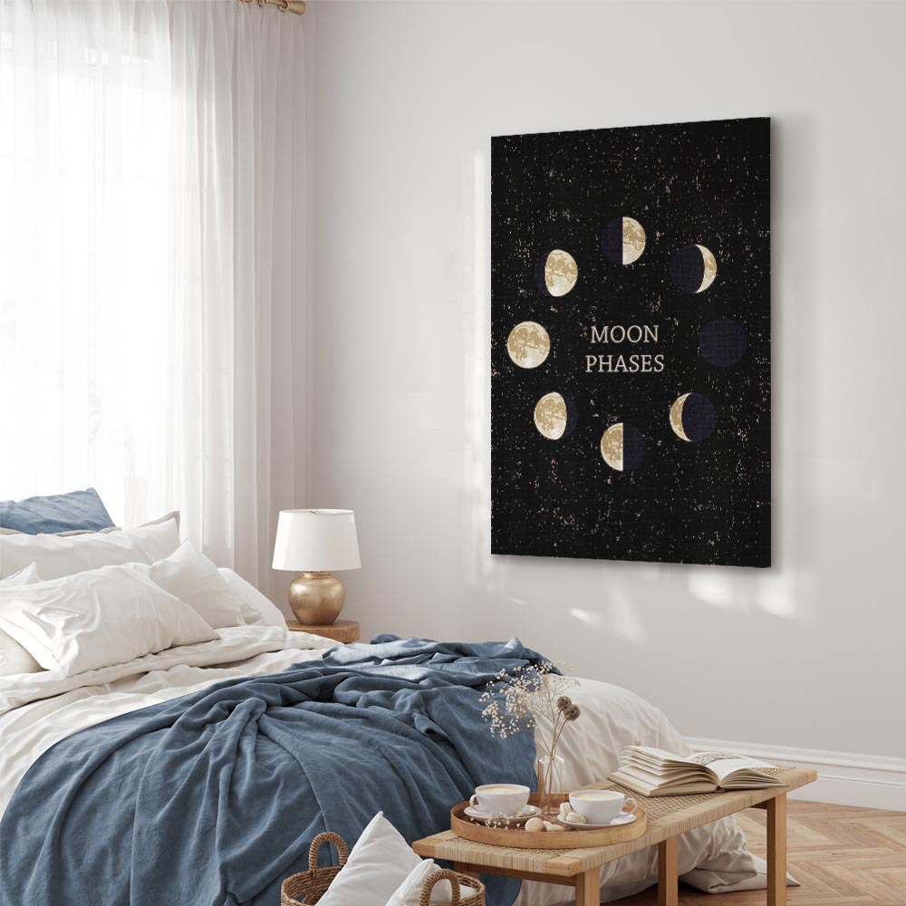 Lunar Cycle Typography Space Canvas Print