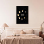Lunar Cycle Typography Space Canvas Print