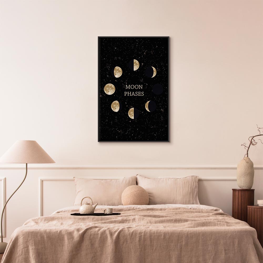 Lunar Cycle Typography Space Canvas Print