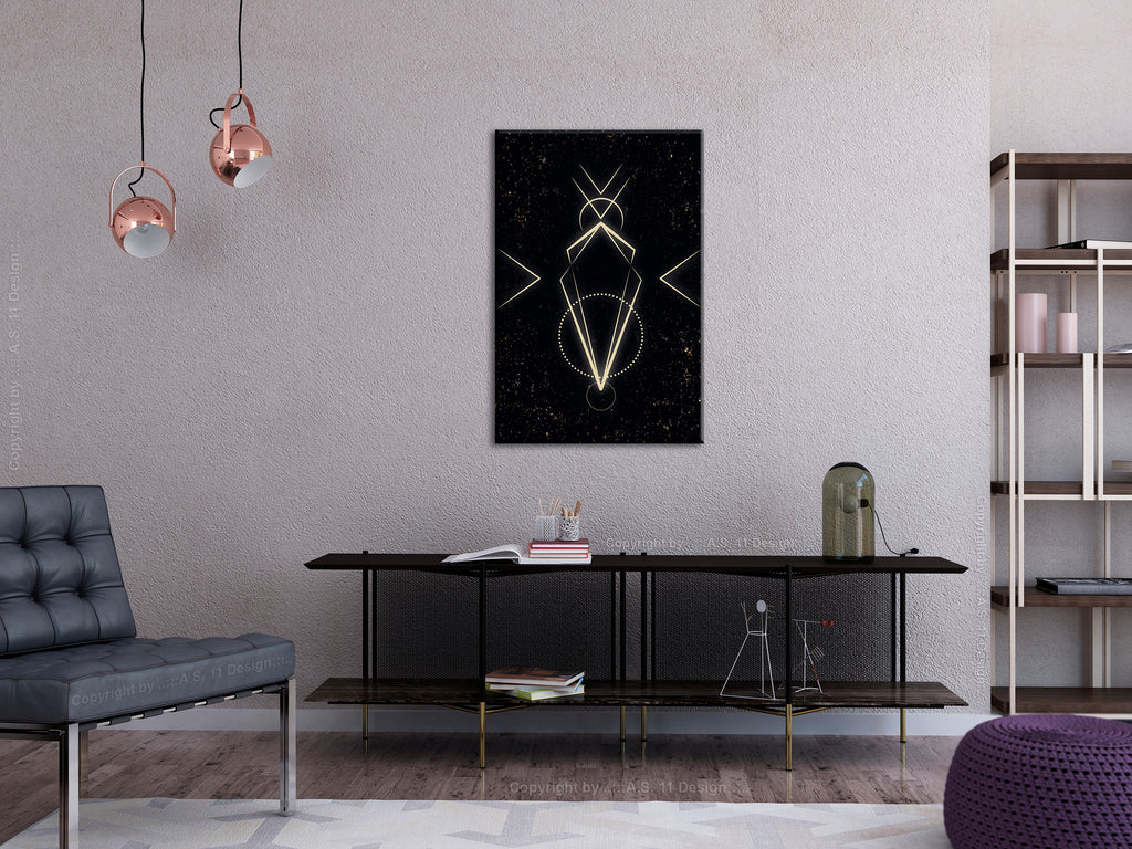 Canvas Print: Symmetry of Shapes - Graphic Motif in Black Shade
