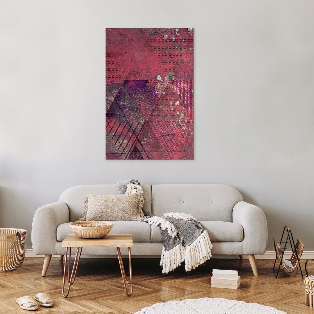 Crimson Geometric Abstract Modern Canvas Print